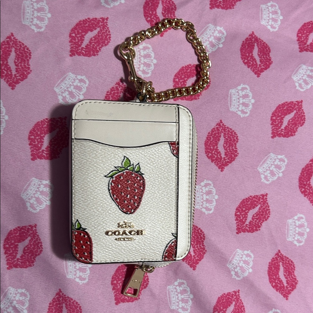 Coach Cream and Red Strawberry Wallet